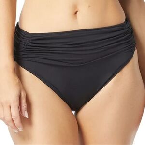Carmen Marc Valvo Black High-Waist Ruched Bikini Bottoms NWTs #G1